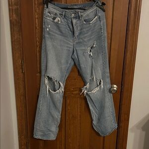 American Eagle Outfitters Light Blue Distressed Straight Leg Jeans